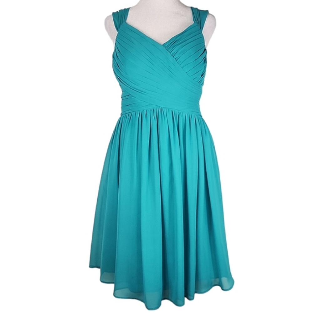 Azazie Green Ruched Sweetheart Sundress
